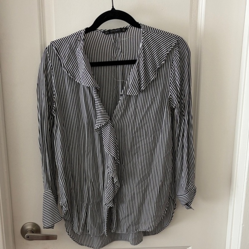 Zara Striped Black and White Women's Top